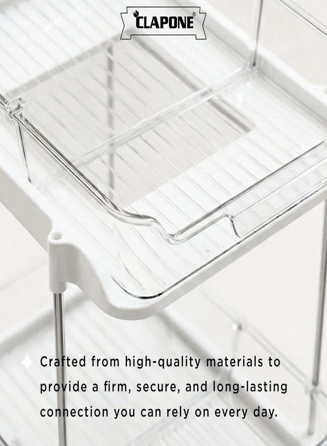 CLAPONE Bathroom Organizer Clear Under Sink Organizers Vanity Countertop Storage Container Cabinet Drawers Pull-Out Organization with Track for Pantry Kitchen (2 Tier With Compartment) - Image 2