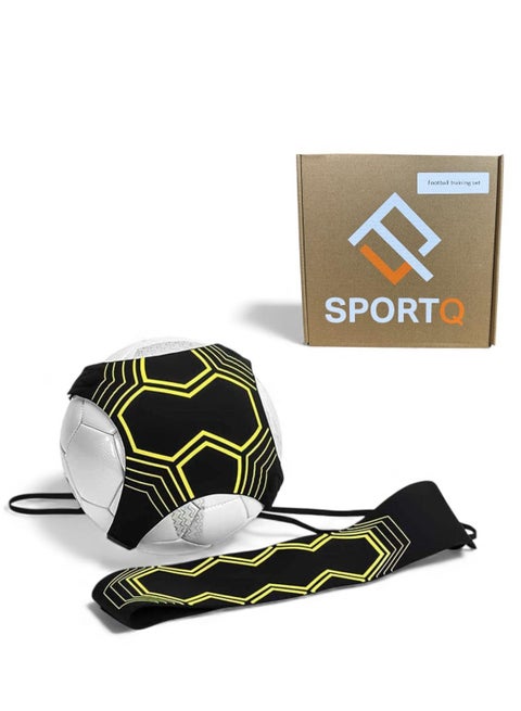 حزام تدريب كرة القدم من سبورت كيو®️، حزام قابل للتعديل بدون استخدام اليدين، حبل مرن لتدريب كرة القدم للاطفال والكبار، حزام تدريب كرة القدم للمساعدة على التحكم في مهارات كرة القدم