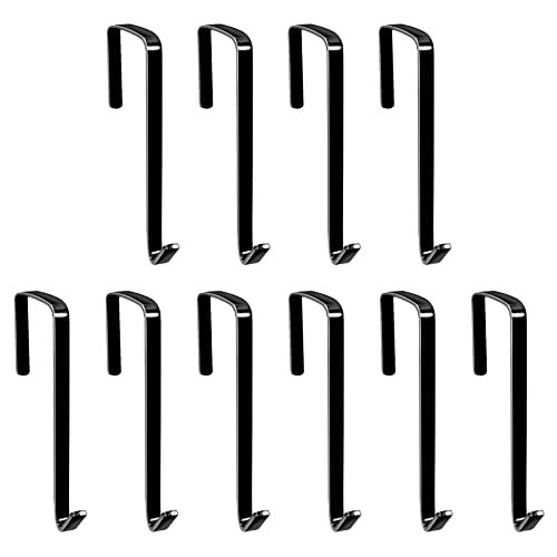 Vantasii 10 Pack Over The Door Hook, Sturdy Single Metal Over Door Hanger Electroplate Metal Hook for Hanging, Towels, Clothes, Bags, Cubicle, Bathroom Use (Black) - Image 1