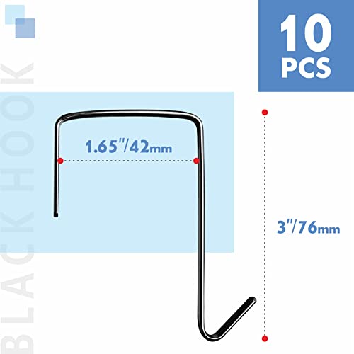 Vantasii 10 Pack Over The Door Hook, Sturdy Single Metal Over Door Hanger Electroplate Metal Hook for Hanging, Towels, Clothes, Bags, Cubicle, Bathroom Use (Black) - Image 2