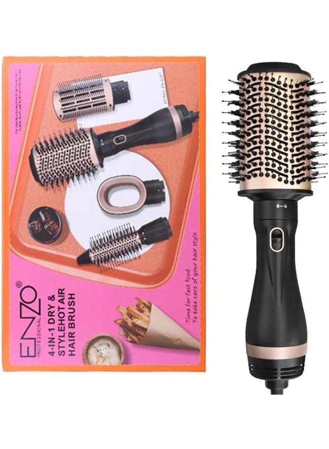 ENZO Professional Enzo EN-6207 4-in-1 Professional Hair Dryer & Styler – Multi-Function Hot Air Brush with Volumizer, Straightener & Hair Concentrator - Intl Version - Image 1