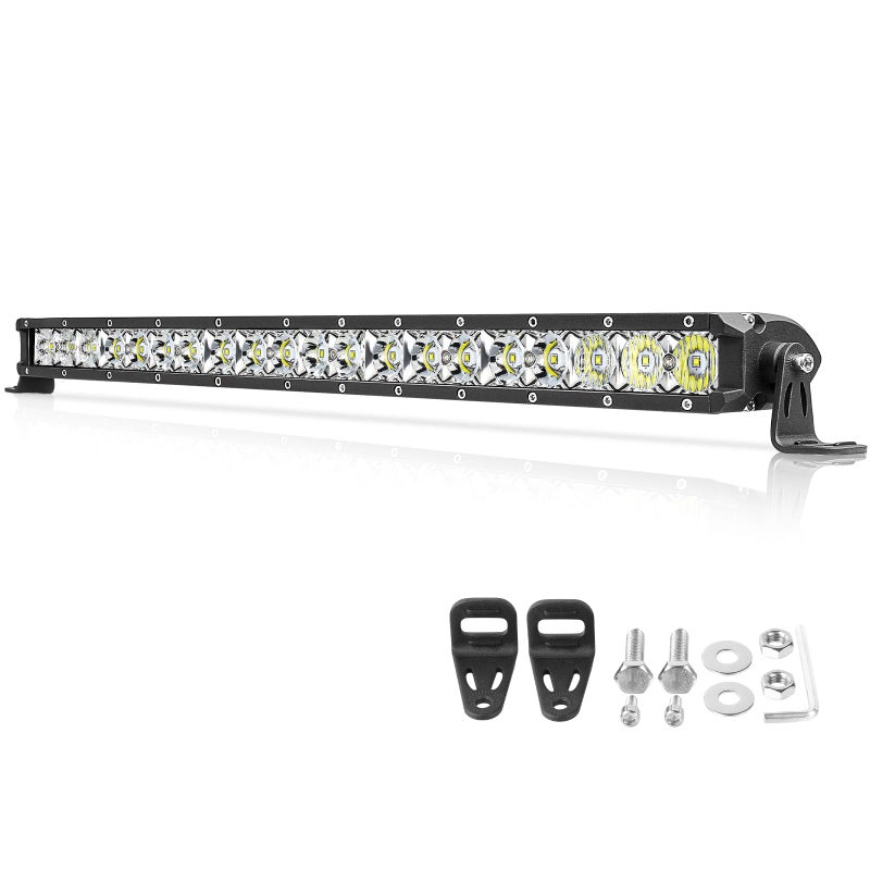 OFFROADTOWN 20 Inch LED Light Bar Single Row Off Road Lights 200W Spot Flood Combo Driving Lights Slim LED Work Lights Bumper Lights for Truck ATV UTV SUV Boat Grille