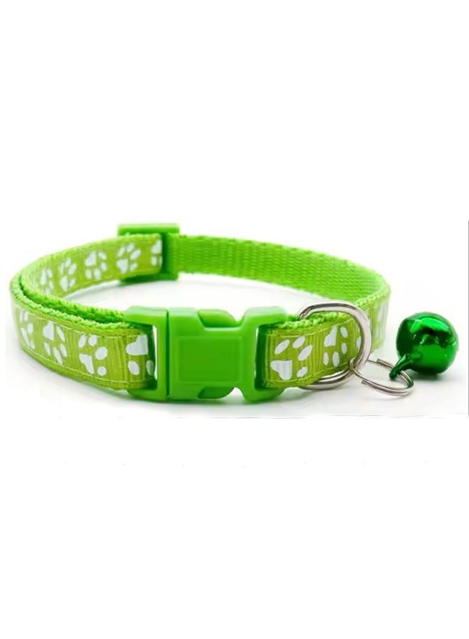 Generic Pet Collar Paw Adjustable Safety Buckle Cat Dog Puppy Kitten Necklace with Bell（Green） - Image 1