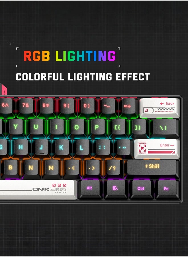 onikuma - G55 Mechanical Gaming Keyboard,61 Keys Ultral Compact Wired Keyboard with RGB Backlit,Easy to Carry on Business Trip,for PC/Mac Gamer - Image 1