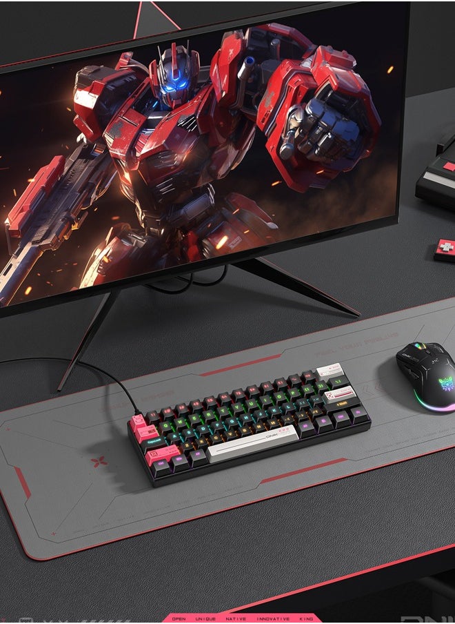 onikuma - G55 Mechanical Gaming Keyboard,61 Keys Ultral Compact Wired Keyboard with RGB Backlit,Easy to Carry on Business Trip,for PC/Mac Gamer - Image 1