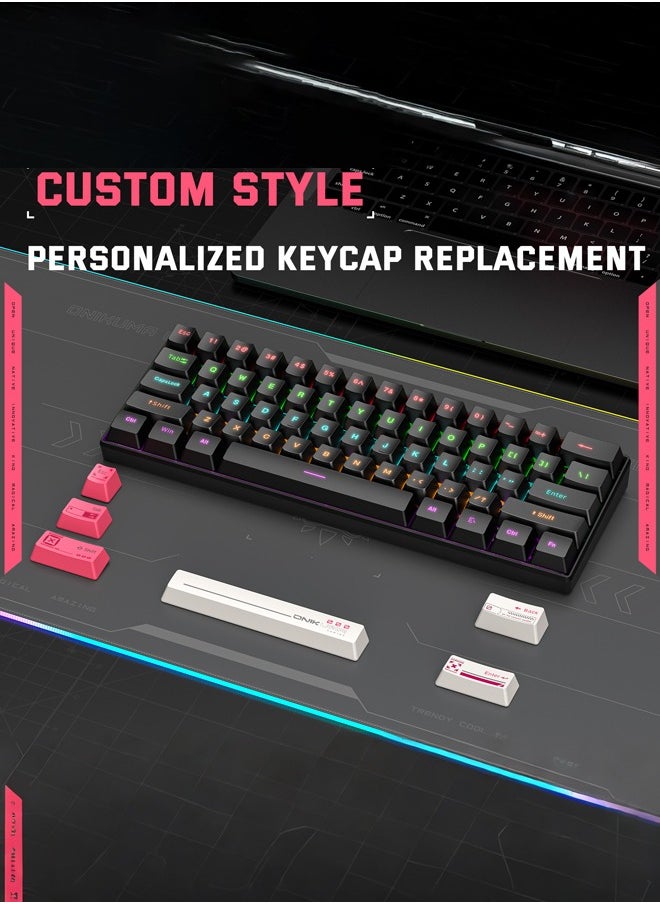 onikuma - G55 Mechanical Gaming Keyboard,61 Keys Ultral Compact Wired Keyboard with RGB Backlit,Easy to Carry on Business Trip,for PC/Mac Gamer - Image 1