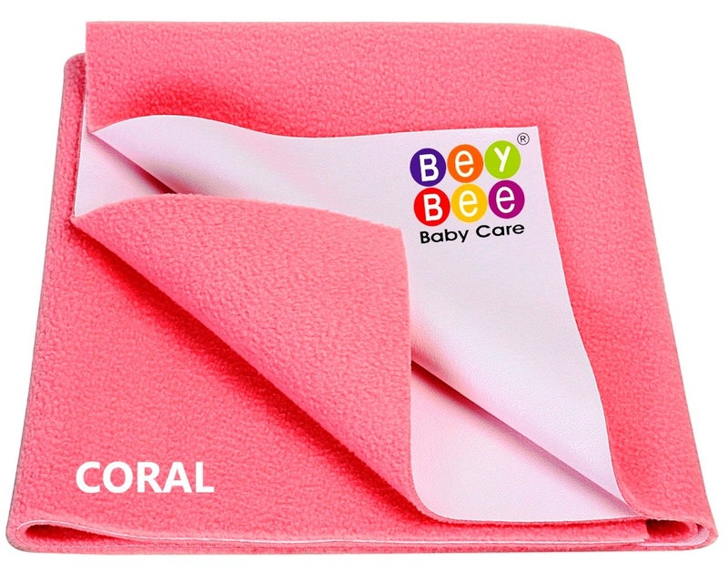 Bey Bee BeyBee Instadry AntiPiling Fleece Extra Absorbent Quick Dry Sheet for New Born Babies Cotton Bed Protector Mattress Waterproof Baby Cot Sheet for Toddler Infant Small Size 50x70cm Salmon Rose - Image 1