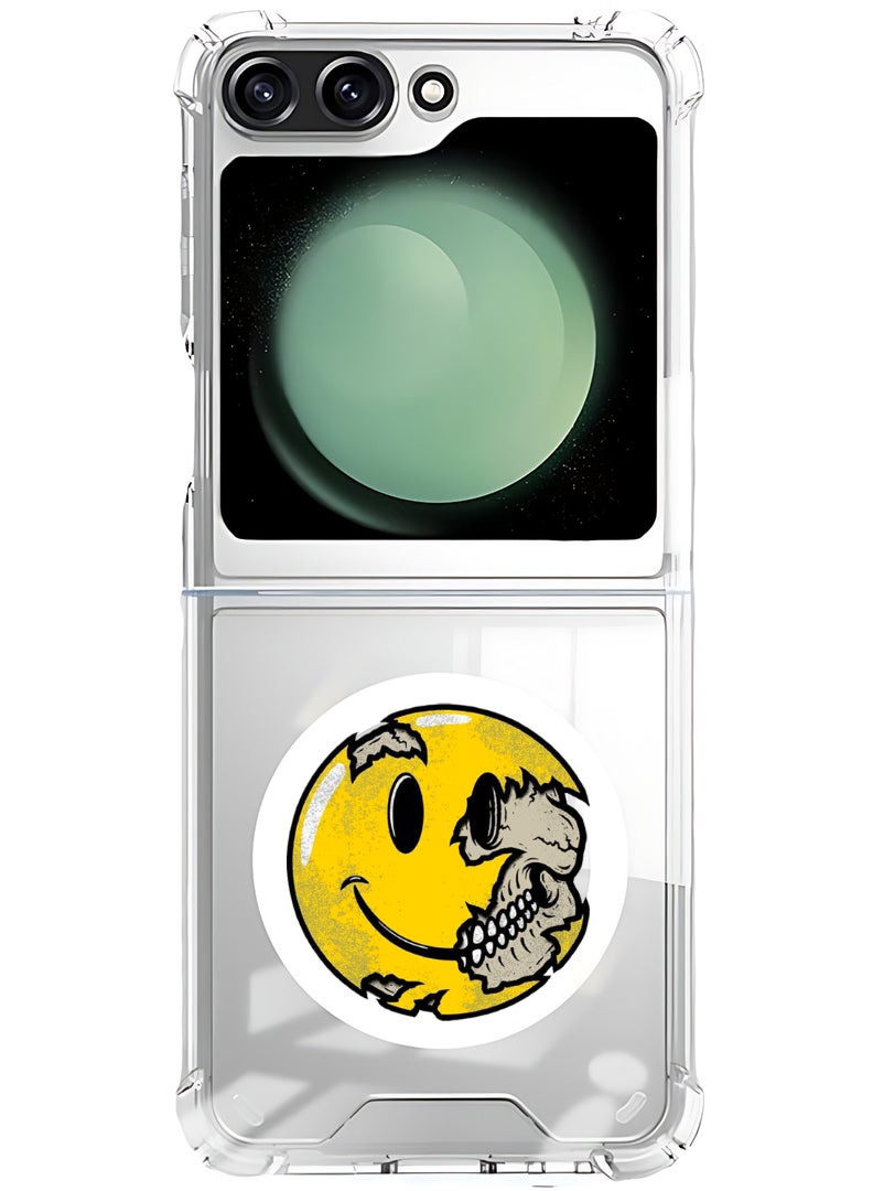 Theodor Magnetic Case for Samsung Galaxy Z Flip 5 Compatible with MagSafe Wireless Charging, Shockproof Phone Bumper Cover Smiley - Image 1