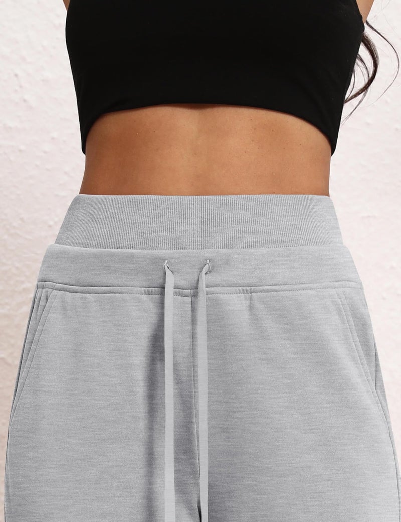 HeSaYep Women's Wide Leg Sweatpants High Waisted Baggy Sweat Pants Drawstring Straight Leg Casual Trousers with Pockets, Grey S - Image 5