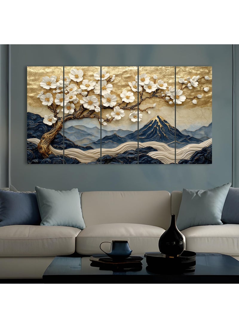 Paper Plane Design - PAPER PLANE DESIGN Large Wishing Tree Wall Art for Living Room – 5-Panel Nature Painting – Large 27 x 50 Inches – Vibrant Home & Office Decor (E) - Image 1