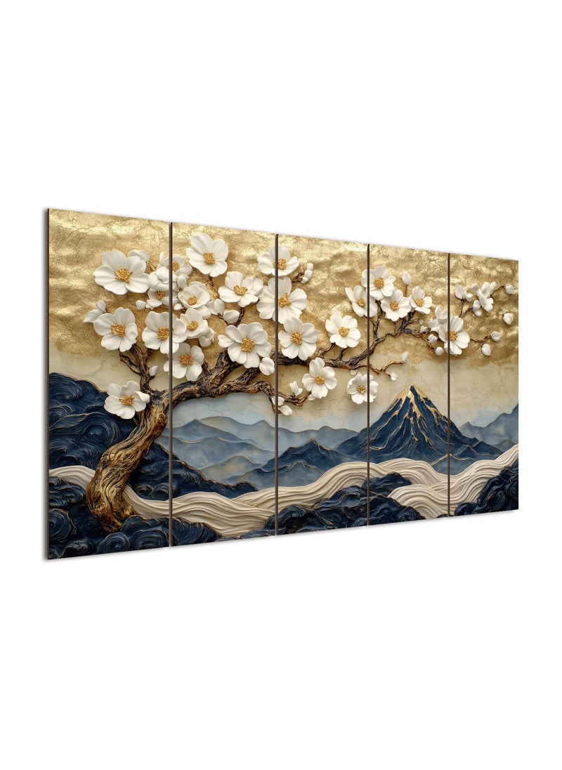 Paper Plane Design - PAPER PLANE DESIGN Large Wishing Tree Wall Art for Living Room – 5-Panel Nature Painting – Large 27 x 50 Inches – Vibrant Home & Office Decor (E) - Image 1
