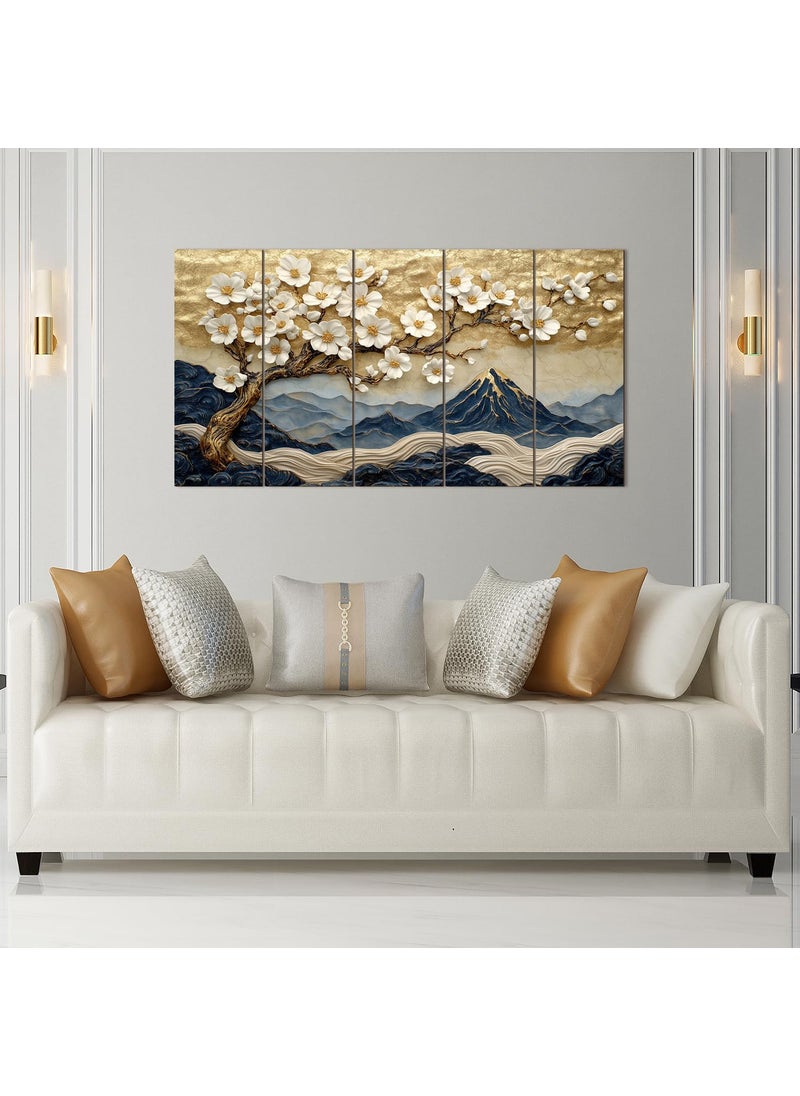 Paper Plane Design - PAPER PLANE DESIGN Large Wishing Tree Wall Art for Living Room – 5-Panel Nature Painting – Large 27 x 50 Inches – Vibrant Home & Office Decor (E) - Image 1