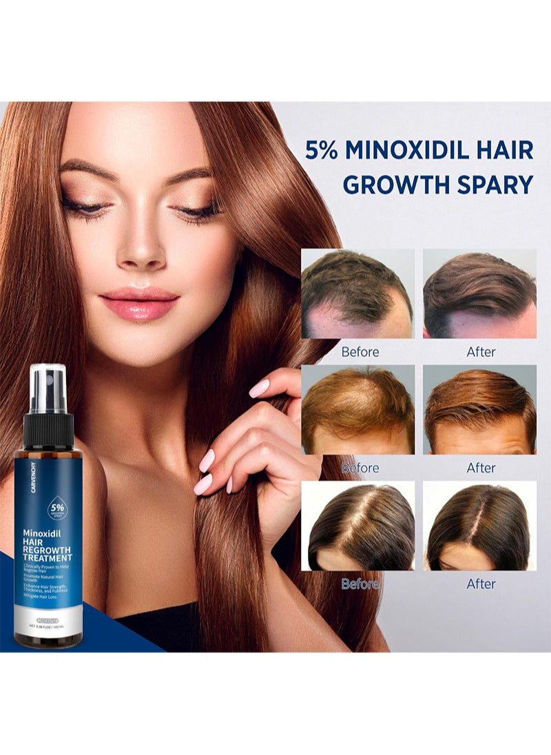 CARVENCHY - Hair Growth Serum 5% Minoxidil for Men and Women,Hair Regrowth Treatment for Stronger Thicker Longer Hair - With Biotin - Help to Stop Thinning and Loss Hair 3.38fl.oz/100ml - Image 1