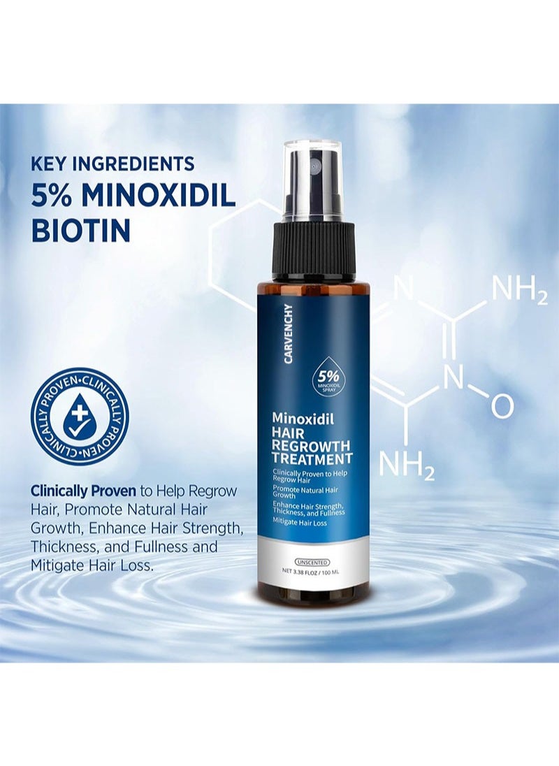 CARVENCHY - Hair Growth Serum 5% Minoxidil for Men and Women,Hair Regrowth Treatment for Stronger Thicker Longer Hair - With Biotin - Help to Stop Thinning and Loss Hair 3.38fl.oz/100ml - Image 1
