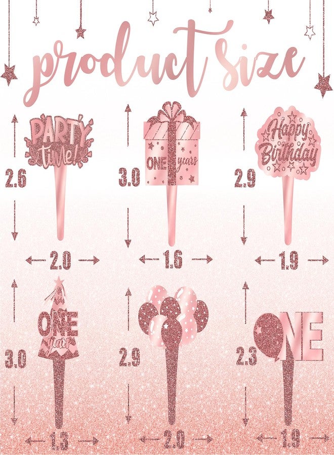 Celee 48 PCS 1st Rose Gold Cupcake Toppers - Perfect for 1st Birthday Party Decorations, Milestone Celebrations, and Elegant Events - Image 2