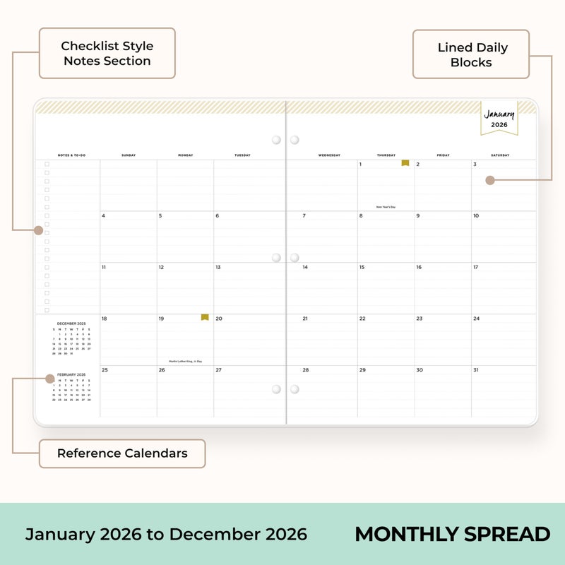 Blue Sky Day Designer 2026 Monthly Planner Calendar, January 2026 - December 2026, 8.5" x 11", Clear Flexible Cover, Stapled Binding, Secret Garden Mint - Image 3