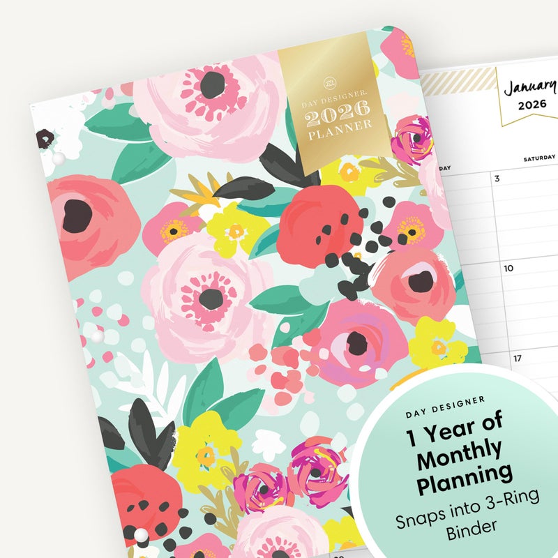 Blue Sky Day Designer 2026 Monthly Planner Calendar, January 2026 - December 2026, 8.5" x 11", Clear Flexible Cover, Stapled Binding, Secret Garden Mint - Image 5