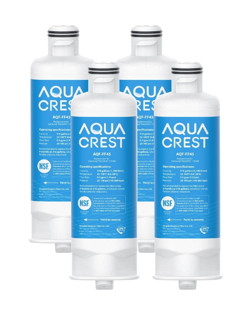 فلتر مياه ثلاجة AQUA CREST DA9717376B بديل لسامسونج DA9708006C HAFQINEXP RS27T5200SR RF28T5001SR RF24R7201SR RF28R6201SR AQFFF45 عبوة من 4