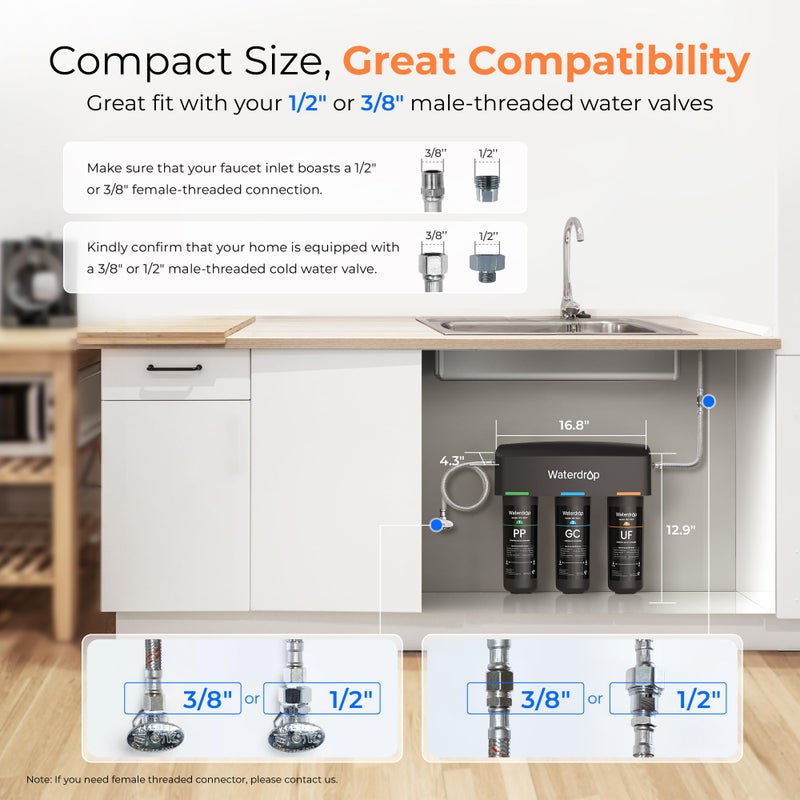 Waterdrop TSB-UF 0.01 Î¼m Ultra Filtration Under Sink Water Filter System, 9 Layer Under Sink Water Filtration System, Reduces Chlorine, Fluoride, Taste and Odor, with A Separate Faucet, Quick Change - Image 4