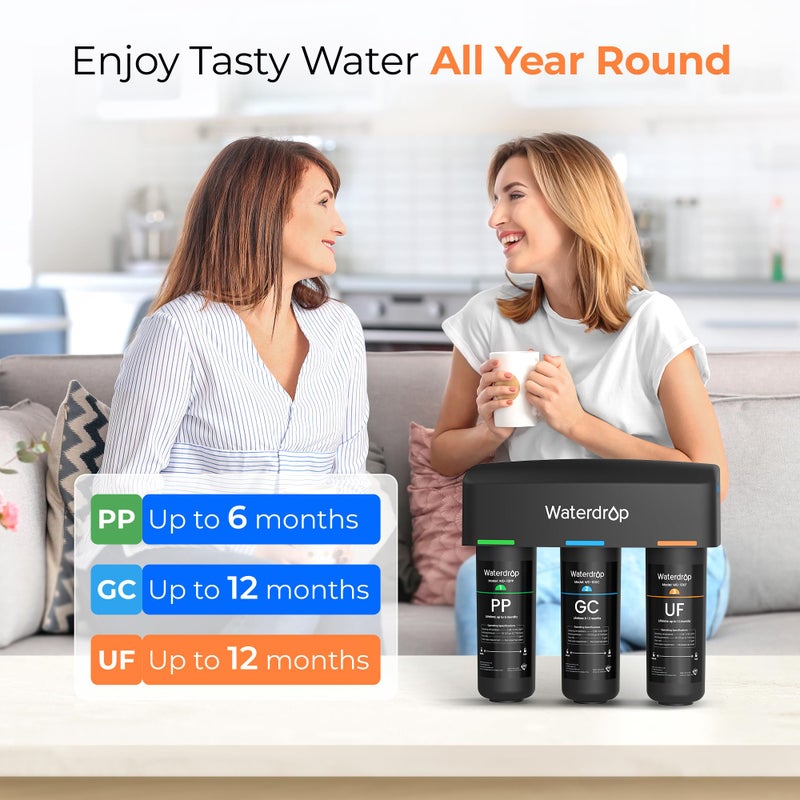 Waterdrop TSB-UF 0.01 Î¼m Ultra Filtration Under Sink Water Filter System, 9 Layer Under Sink Water Filtration System, Reduces Chlorine, Fluoride, Taste and Odor, with A Separate Faucet, Quick Change - Image 2