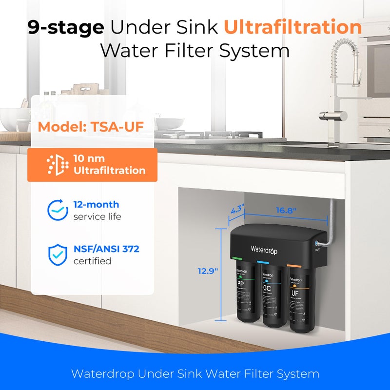 Waterdrop TSB-UF 0.01 Î¼m Ultra Filtration Under Sink Water Filter System, 9 Layer Under Sink Water Filtration System, Reduces Chlorine, Fluoride, Taste and Odor, with A Separate Faucet, Quick Change - Image 5