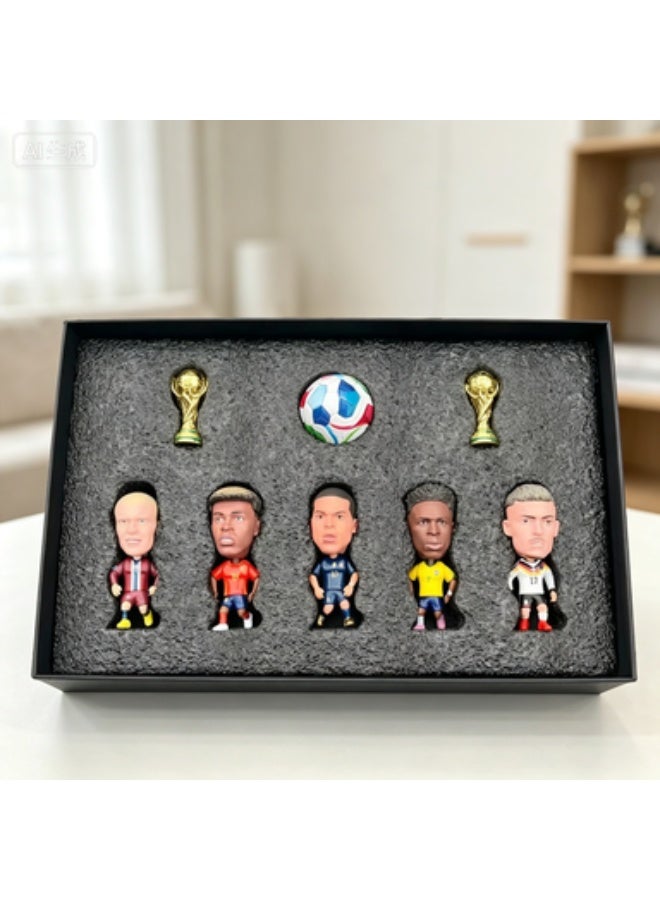 Football Superstar Figurine Gift Set, 5 Q-Version PVC Player Figures with Mini Soccer Ball and Trophies - Image 5