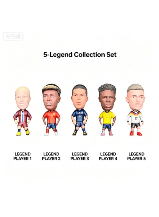 Football Superstar Figurine Gift Set, 5 Q-Version PVC Player Figures with Mini Soccer Ball and Trophies - Image 3