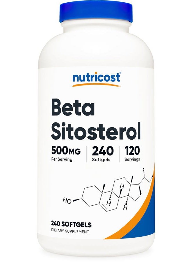 Nutricost بيتا سيتوستيرول 240 كبسولة لينة، 500 ملغ - خالي من الكائنات المعدلة وراثيًا، خالي من الغلوتين، مكمل غذائي، 120 حصة - Image 1