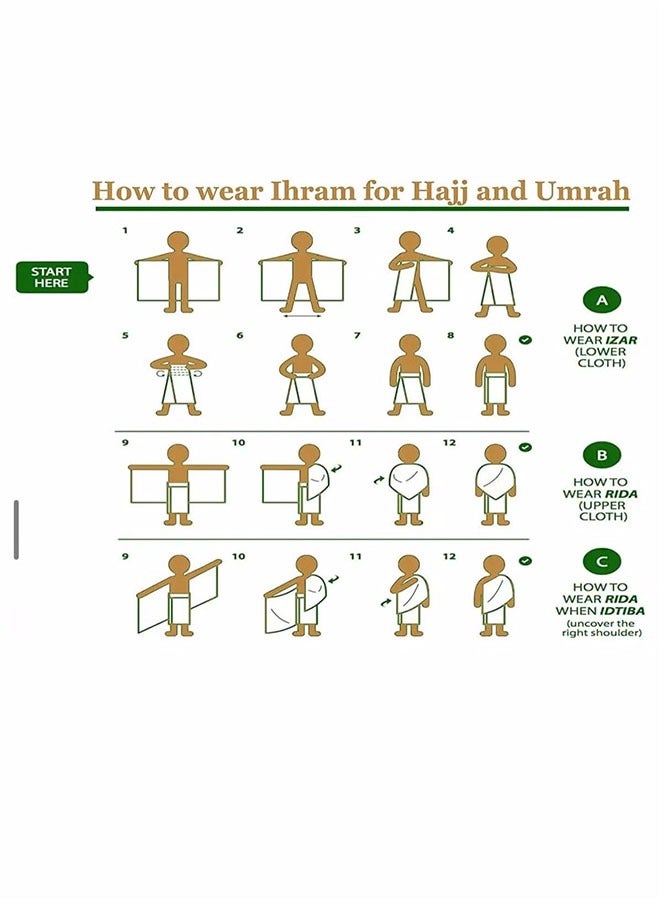 LIVQORA Ihram Towel - 2-Piece Islamic Men's Towel - Soft Ihram Ahram Ehram Towel - Absorbent Ritual Towel - Hygienic Pilgrimage Towel - Comfortable Hajj Towels - Lightweight Umrah Essentials – White - Image 3