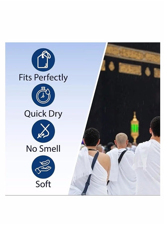 Generic - Ihram Towel - 2-Piece Islamic Men's Towel - Soft Ihram Ahram Ehram Towel - Absorbent Ritual Towel - Hygienic Pilgrimage Towel - Comfortable Hajj Towels - Lightweight Umrah Essentials – White - Image 1