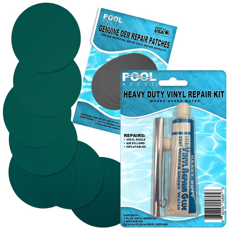 Pool Above طقم رقعة فينيل ثقيل لإصلاح بطانة حمام السباحة فوق الأرض؛ غراء ورقع للمنتجات القابلة للنفخ؛ قارب؛ طوف؛ كاياك؛ أسرة هوائية؛ إصلاح فراش هوائي - أزرق - Image 3