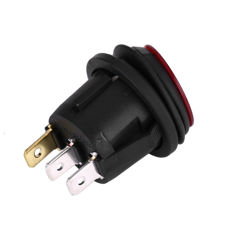 كينسو مفتاح الروك الدائري، قطعتان 12V/24V DC عالمي مقاوم للماء 20A 3 دبوس صغير تشغيل-إيقاف مفتاح الروك SPST مفتاح الروك LED مضيء دائري أحمر للقوارب والسيارات والمركبات البحرية - Image 4