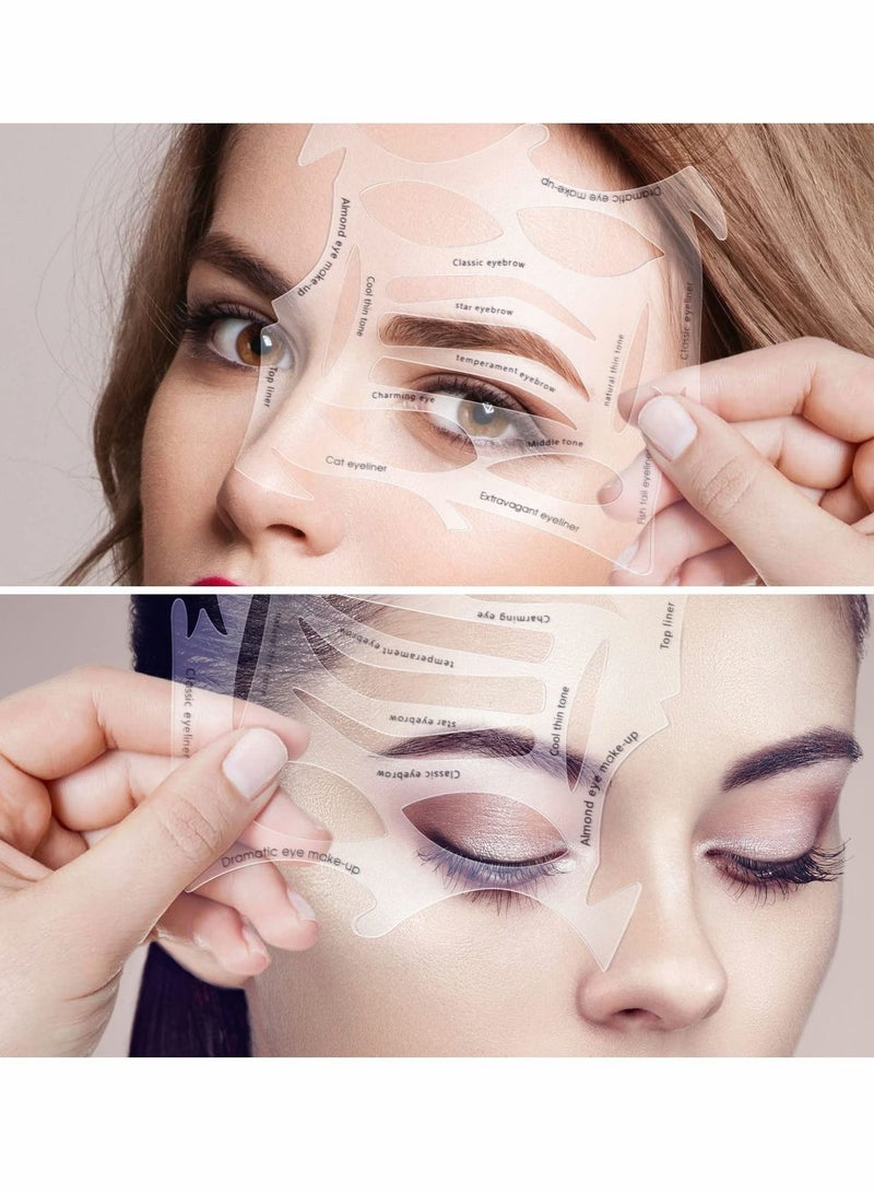 Excefore Eyes Makeup Stencils, 8 Sheet Quick Make-Up Templates for Eyebrows, Eye Shadow Eyeliner Stencil Auxiliary Tool with Various Shapes for Beginners, Women, Girls - Image 1