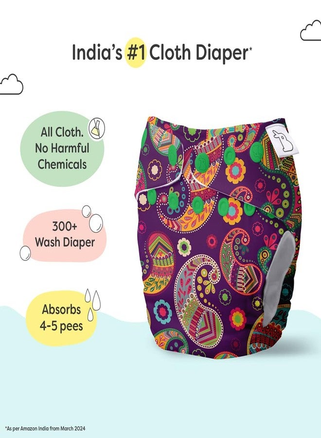 SuperBottoms UNO Freesize Cloth Diaper with Extra Booster| Pack of 2 (1 Waterproof Outer + 1 Organic Cotton Dry Feel Magic) Cloth diaper for babies 3M to 3Y| Comes with inserts (Utsav :)) - Image 2