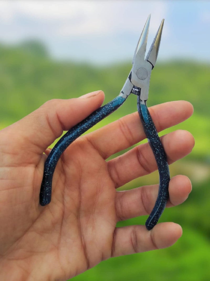 PILERMAN Paradise Tools (India) Silk Thread Jewellery Making Pliers Combo Long Nose, Round Nose And Side Cutter Pliers - Pack Of 3 Pieces (Jk-3 Ms-Blue) - Image 3