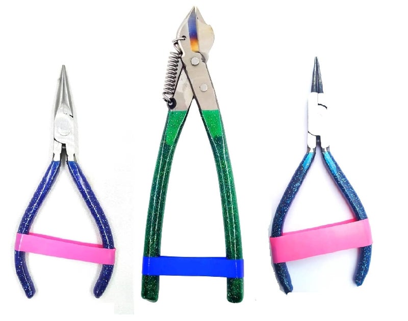 PILERMAN Paradise Tools (India) Silk Thread Jewellery Making Pliers Combo Long Nose, Round Nose And Side Cutter Pliers - Pack Of 3 Pieces (Jk-3 Ms-Blue) - Image 1