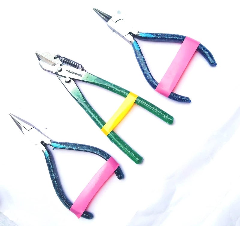 PILERMAN Paradise Tools (India) Silk Thread Jewellery Making Pliers Combo Long Nose, Round Nose And Side Cutter Pliers - Pack Of 3 Pieces (Jk-3 Ms-Blue) - Image 5