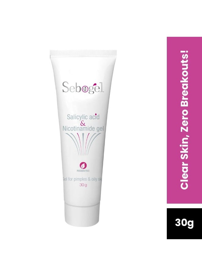 Ethiglo Sebogel Salicylic Acid & Nicotinamide Gel for Pimples and Oily Skin  30gm (Pack of 04) - Image 3