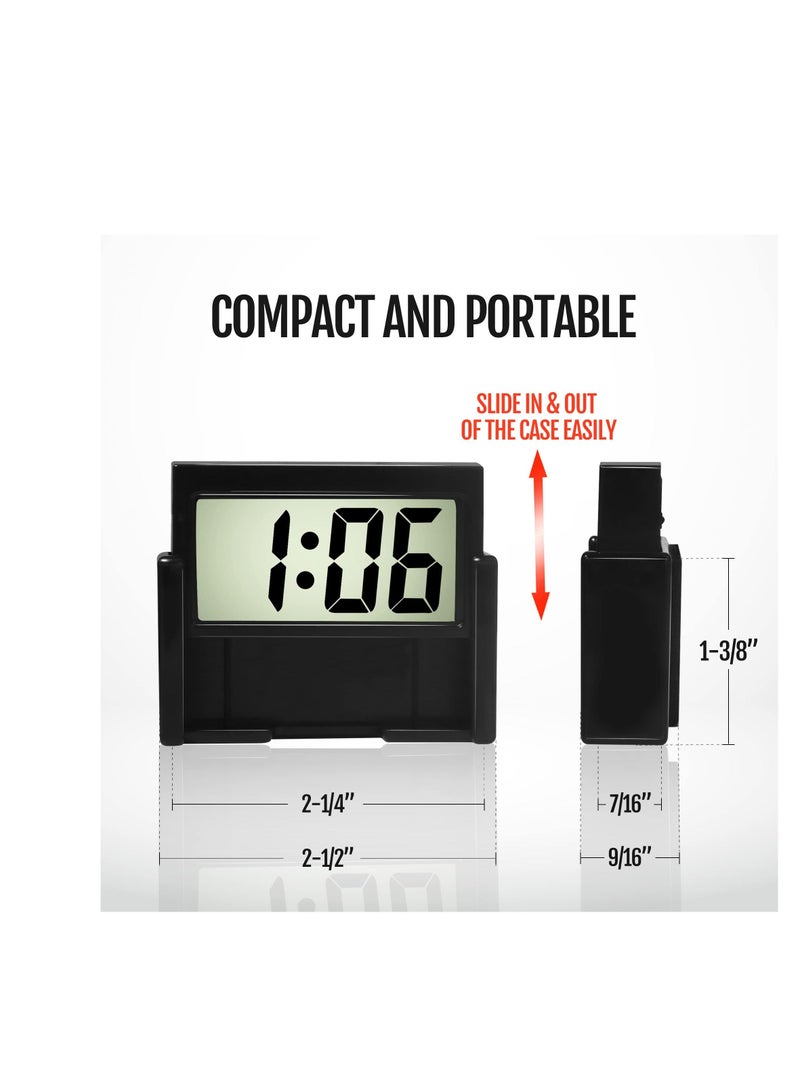 Car Dashboard Digital Clock, 2 Pack Vehicle Adhesive Clock with Jumbo LCD Time u0026 Day Display, Mini Automotive Stick On Watch for Car Truck Dashboard u0026 Air Vent, Black - Image 4