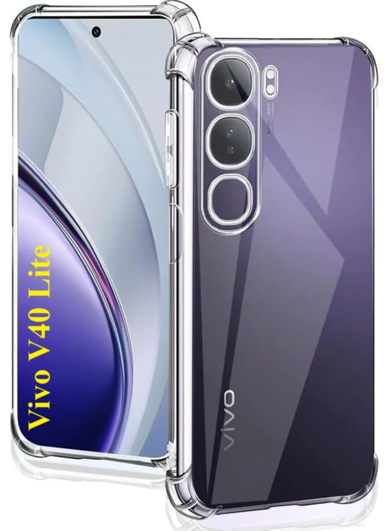 جراب لهاتف Vivo V40 lite، غطاء ممتص للصدمات كريستال نحيف للغاية مضاد للخدش، جراب هاتف شفاف مرن ناعم من مادة TPU المضادة للسقوط ومقوى للصدمات لهاتف Vivo V40 lite شفاف - Image 1