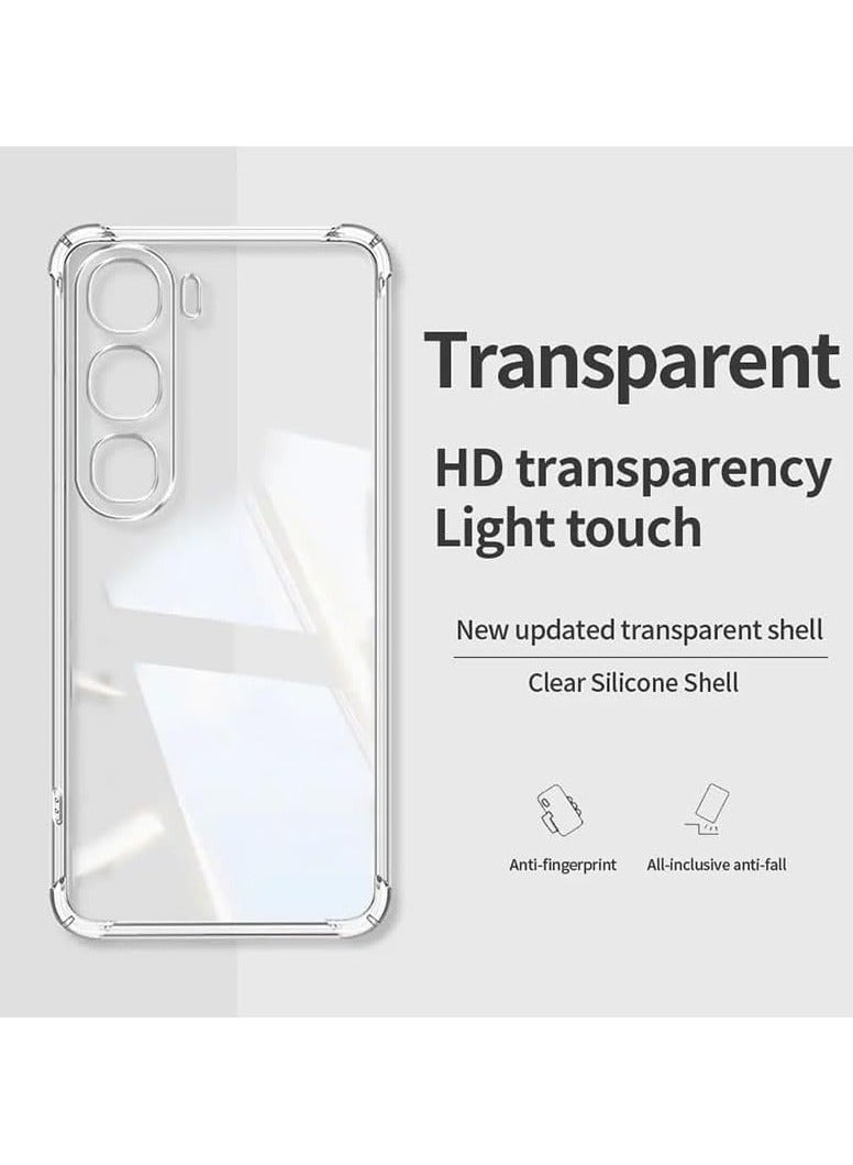 جراب لهاتف Vivo V40 lite، غطاء ممتص للصدمات كريستال نحيف للغاية مضاد للخدش، جراب هاتف شفاف مرن ناعم من مادة TPU المضادة للسقوط ومقوى للصدمات لهاتف Vivo V40 lite شفاف - Image 3