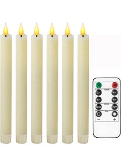 Garlo Flameless Taper Candles Flickering Battery Operated with 10-Key Remote, Real Wax LED Window Candles Fake Electric Candles 3D Wick Warm Light Pack of 6 for  Home Wedding Decor  - Image 1