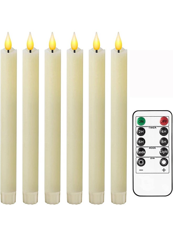 Garlo Flameless Taper Candles Flickering Battery Operated with 10-Key Remote, Real Wax LED Window Candles Fake Electric Candles 3D Wick Warm Light Pack of 6 for  Home Wedding Decor  - Image 1