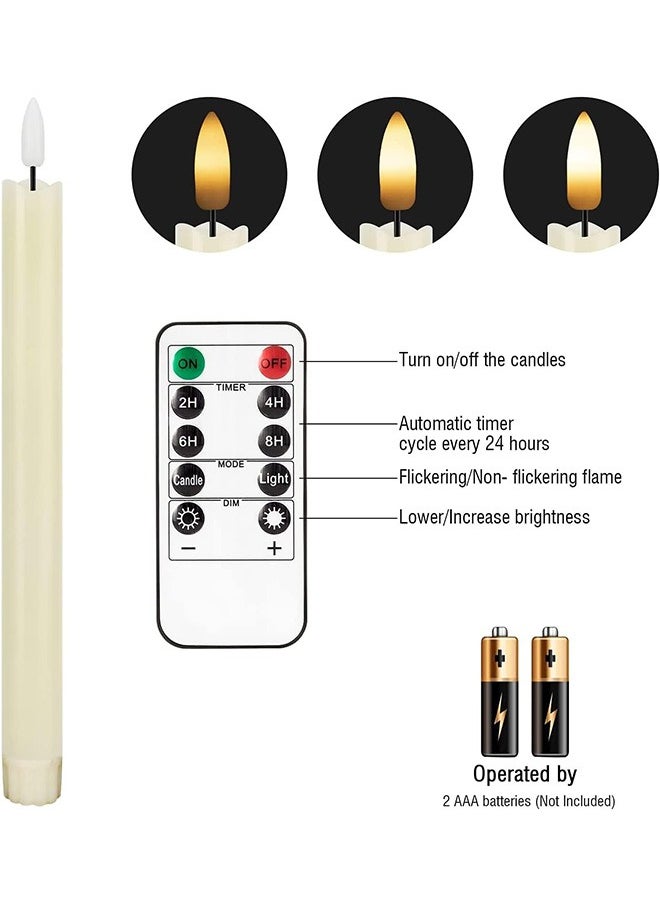 Garlo Flameless Taper Candles Flickering Battery Operated with 10-Key Remote, Real Wax LED Window Candles Fake Electric Candles 3D Wick Warm Light Pack of 6 for  Home Wedding Decor  - Image 4