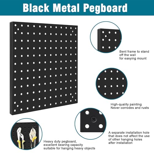 Daanxw Peg Board Kit, Includes Pegboard and Accessories,with Hooks and Bins,Peg Board Wall Organizer for Office,Ornaments Display,Crafts Organization (129, Black) - Image 5