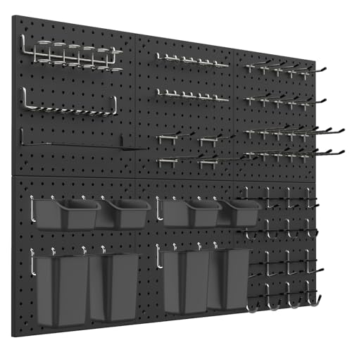 Daanxw Peg Board Kit, Includes Pegboard and Accessories,with Hooks and Bins,Peg Board Wall Organizer for Office,Ornaments Display,Crafts Organization (129, Black) - Image 1