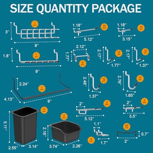 Daanxw Peg Board Kit, Includes Pegboard and Accessories,with Hooks and Bins,Peg Board Wall Organizer for Office,Ornaments Display,Crafts Organization (129, Black) - Image 3
