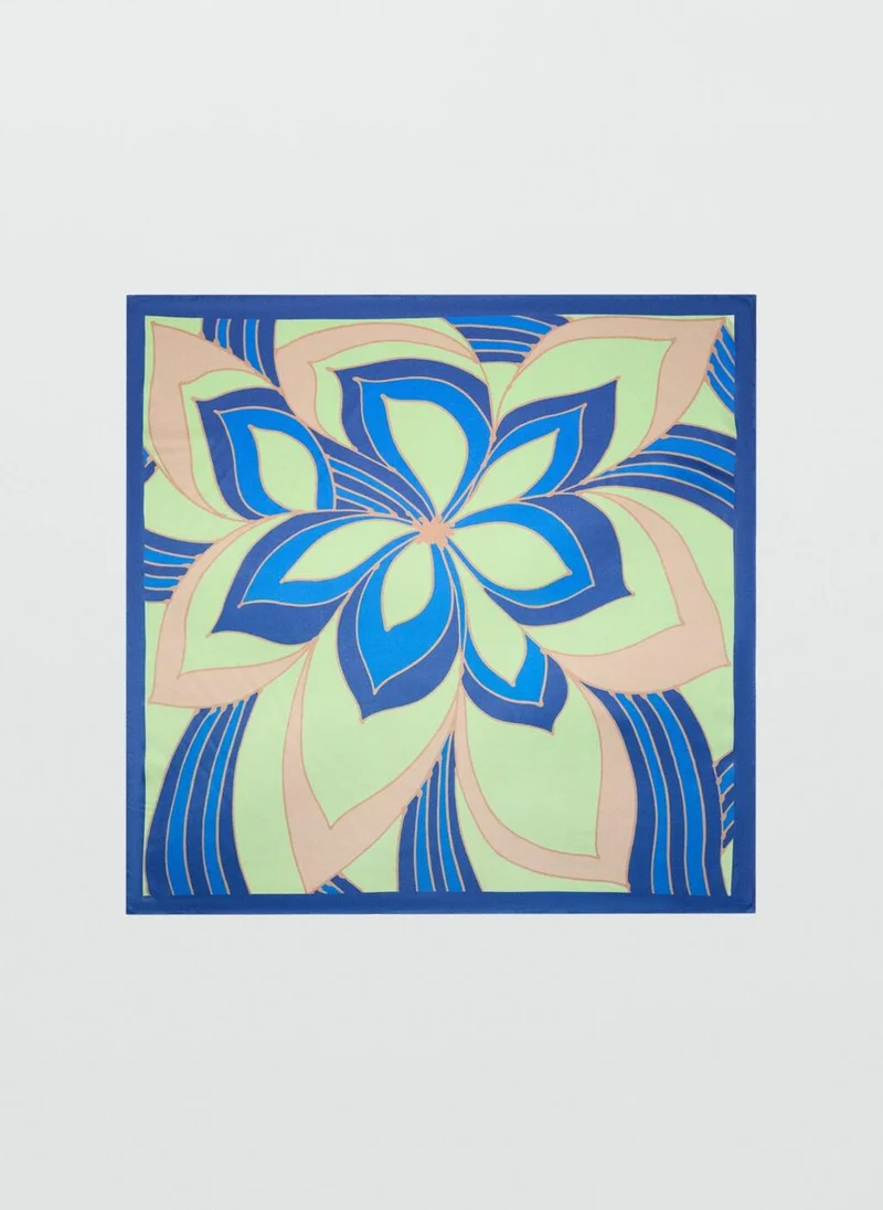 مانجو Floral-Print Satin Scarf