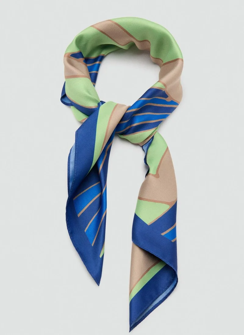 مانجو Floral-Print Satin Scarf