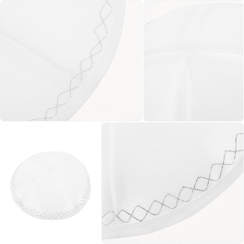 Traditional Judaica Kippah for Men: Jewish Skull Cap for Shabbat Weddings Holidays - White Prayer Hat - Religious Events - Image 3